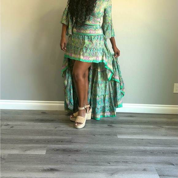 Dress skirt and top set bohemian boho style Indian silk - Picture 2 of 4